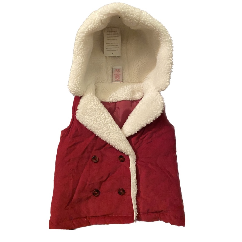 Aspen Children’s Red & White Sherpa Lined Vest - XS 4